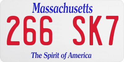 MA license plate 266SK7