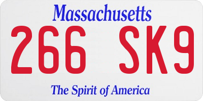 MA license plate 266SK9