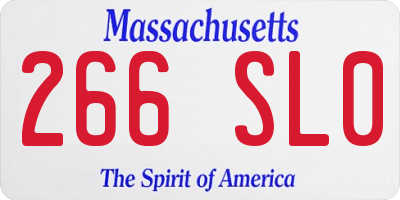 MA license plate 266SL0