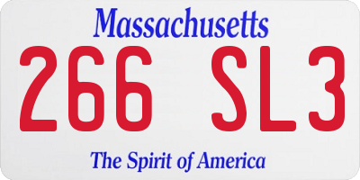 MA license plate 266SL3