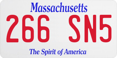 MA license plate 266SN5