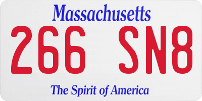 MA license plate 266SN8