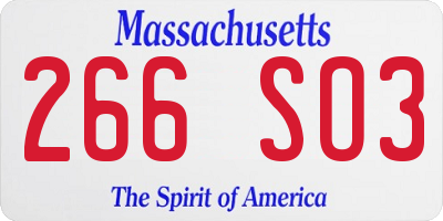 MA license plate 266SO3