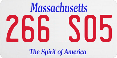 MA license plate 266SO5