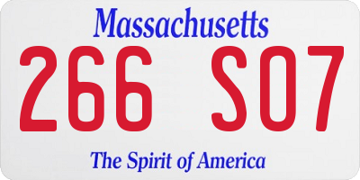 MA license plate 266SO7