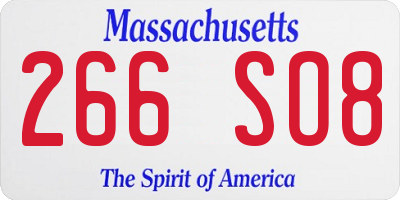 MA license plate 266SO8