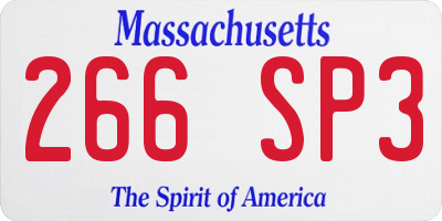 MA license plate 266SP3