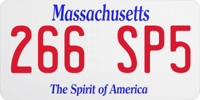 MA license plate 266SP5
