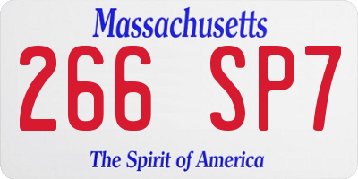 MA license plate 266SP7