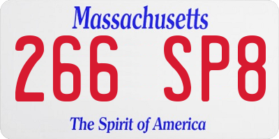 MA license plate 266SP8
