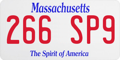 MA license plate 266SP9
