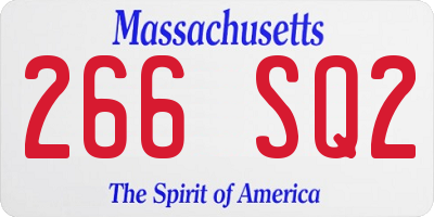 MA license plate 266SQ2