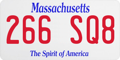 MA license plate 266SQ8