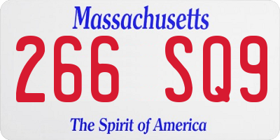 MA license plate 266SQ9