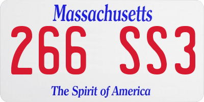 MA license plate 266SS3