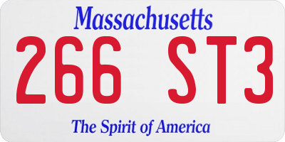 MA license plate 266ST3