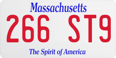 MA license plate 266ST9