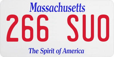 MA license plate 266SU0