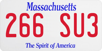 MA license plate 266SU3
