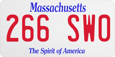 MA license plate 266SW0