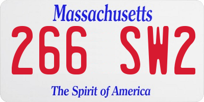MA license plate 266SW2