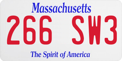 MA license plate 266SW3