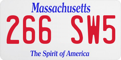 MA license plate 266SW5