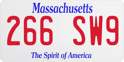 MA license plate 266SW9