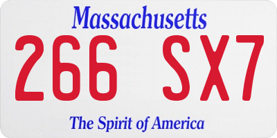 MA license plate 266SX7