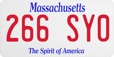 MA license plate 266SY0
