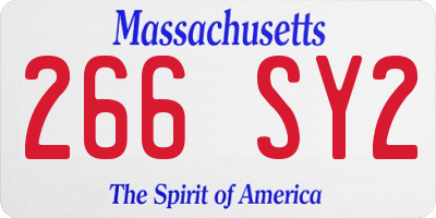 MA license plate 266SY2