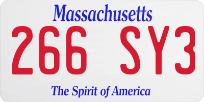 MA license plate 266SY3