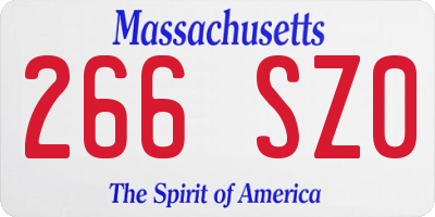MA license plate 266SZ0