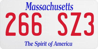 MA license plate 266SZ3