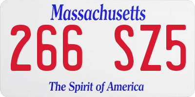 MA license plate 266SZ5