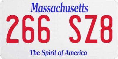 MA license plate 266SZ8