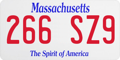MA license plate 266SZ9