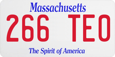 MA license plate 266TE0
