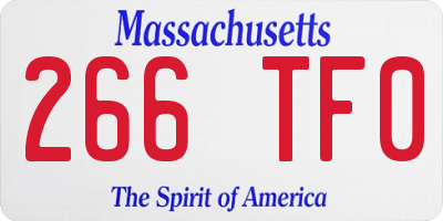 MA license plate 266TF0