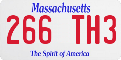 MA license plate 266TH3