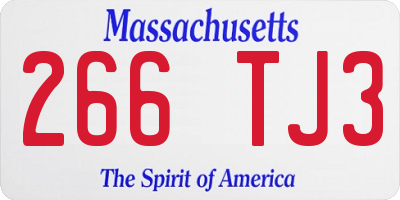 MA license plate 266TJ3