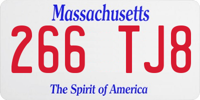 MA license plate 266TJ8