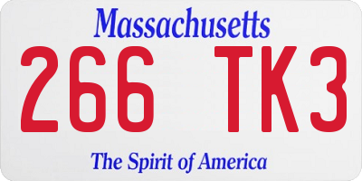 MA license plate 266TK3