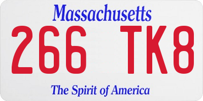 MA license plate 266TK8