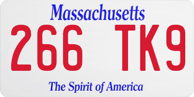 MA license plate 266TK9