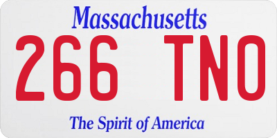 MA license plate 266TN0