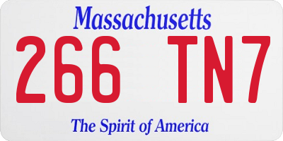 MA license plate 266TN7