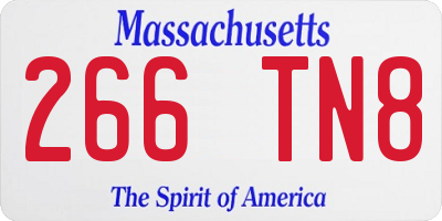 MA license plate 266TN8