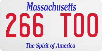 MA license plate 266TO0