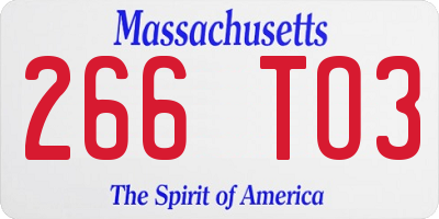 MA license plate 266TO3